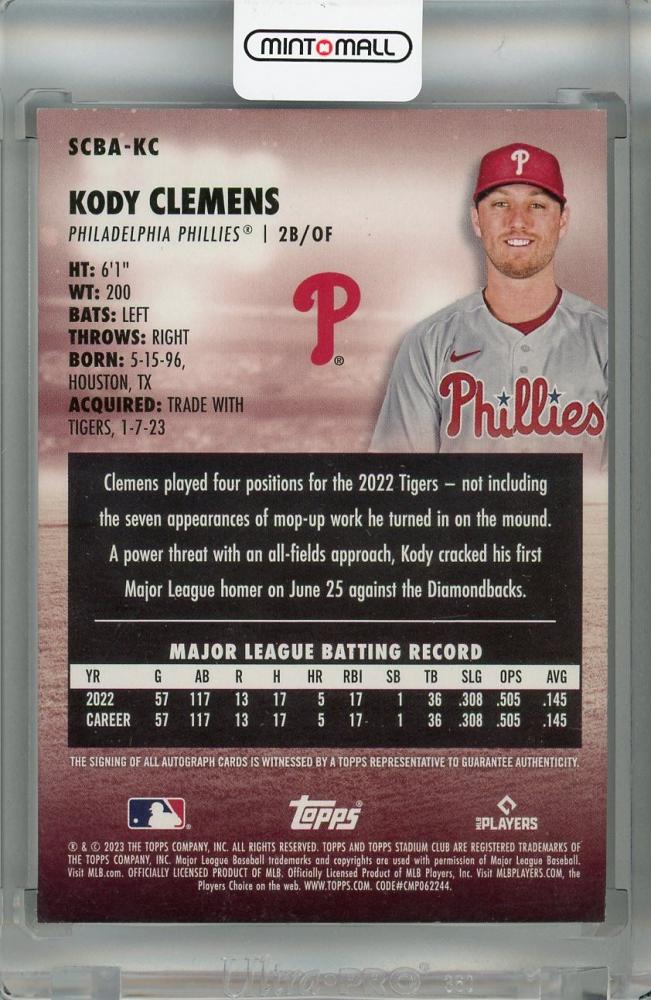 ミントモール MINT 浦和店 2023 Topps Stadium Club Kody Clemens Base