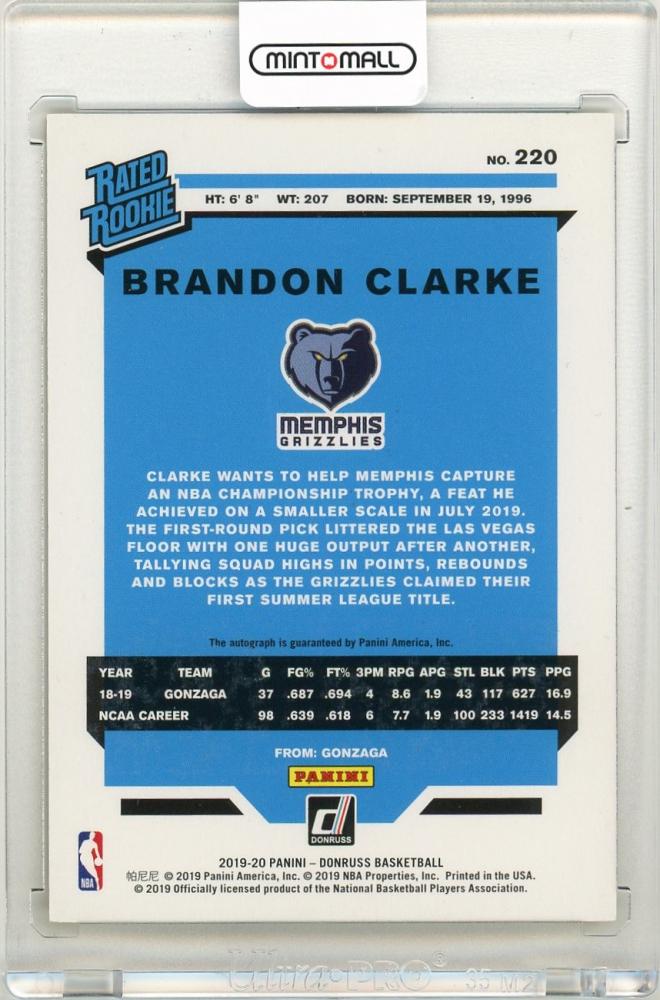 ミントモール MINT LAB TOKYO店 2019 20 Panini Donruss Brandon Clarke 220