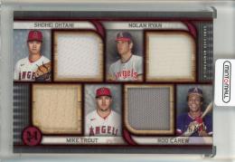 2023 Topps Museum Collection Shohei Ohtani/Nolan Ryan/Mike Trout/Rod Carew Primary Pieces Four Player Quad Relics Ruby【06/10】 Los Angeles Angels