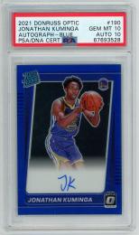 2021-22 Panini Donruss Optic Jonathan Kuminga Rated Rookie/Autograph/Blue Prizm/#190【23/49】【PSA10】 Golden State Warriors