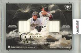 2012 BBM ルーキーエディション プレミアム 川端崇義/安達了一 #RPM16 ホームジャージー コンボメモラビリアカード【45/50】 オリックス