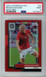 2022-23 Donruss Soccer FIFA Erling Haaland Base Optic Parallels Red/#84【124/165】【PSA9】 Norway