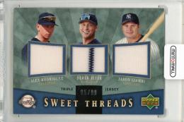 2004 UPPER DECK Sweet Spot Alex Rodriguez/Derek Jeter/Jason Giambi Sweet Threads Triple #STTRJG【95/99】 New York Yankees