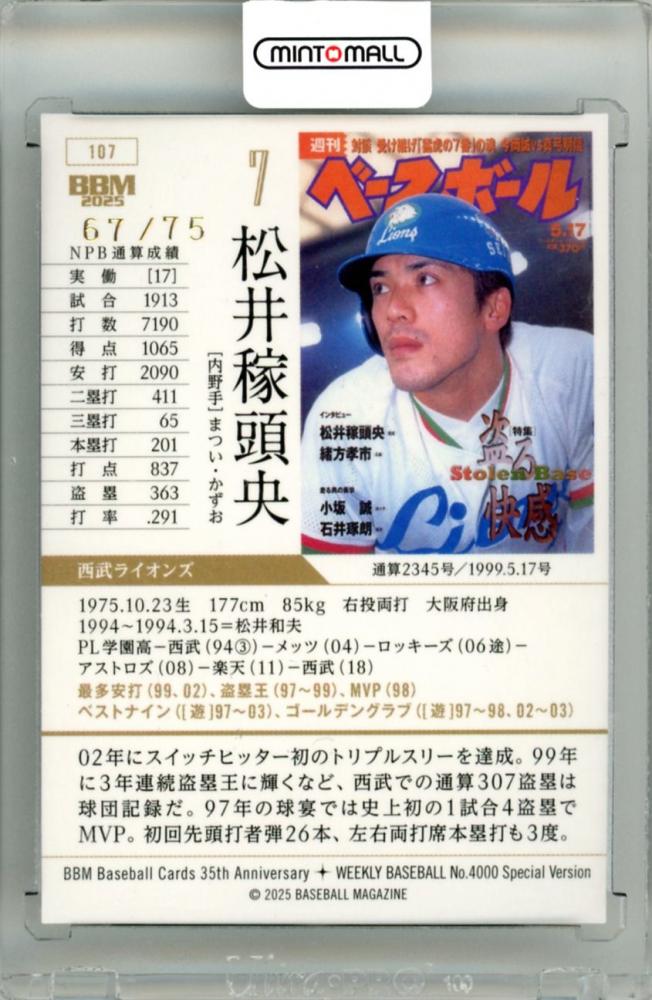 ミントモール / MINT 立川店 / 2025 BBM BBMカード35周年&週刊ベース