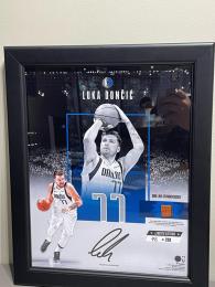 Luka Dončić Dallas Mavericks Facsimile Signature Framed 11" x 14" Impact Collage with a Piece of Team-Used Basketball - Limited Edition of 250