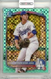 2025 Topps Bowman Chrome Hyun-Seok Jang #BCP-51 Bowman Chrome Prospect Aqua Geometric Refractor Parallel【097/125】 Dodgers