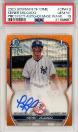 2023 Bowman Chrome Keiner Delgado Prospect Autograph Orange Wave 【13/25】【PSA10】《Gem-MINT》 New York Yankees