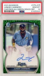 2023 Bowman Junior Caminero Chrome Prospect Autograph Green Grass Refractor【09/99】【PSA10】《Gem-MINT》 Tampa Bay Rays