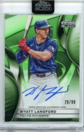 2025 Topps Chrome Black Wyatt Langford #CBA-WL Autograph Green Refractor Parallel【29/99】 Rangers
