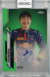 2020 Topps Chrome Formula 1 Yuki Tsunoda Chrome Autographs Green Refractor #F1A-YT ※裏面傷・めくれあり【02/99】 Carlin F2