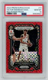 2023-24 Panini Prizm Euroleague Victor Wembanyama Red Power Prizm/#11【17/75】【PSA10】 LDLC Asvel Villeurbanne