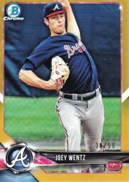 2018 Bowman Chrome Draft Atlanta Braves Joey Wentz Base Gold Refractorsパラレル版 30/50