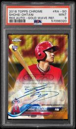 2018 Topps Chrome #RASO Shohei Ohtani Rookie Autographs Gold Wave Refractors【28/50】【PSA MINT 9】 Los Angeles Angels