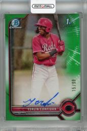 2022 Topps Bowman Chrome Yerlin Confidan Chrome Prospect Autographs Green #CPA-YC 1st ※初期傷あり【15/99】 Cincinnati Reds