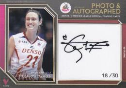 2017-18 V ・プレミアリーグ 女子 デンソー クリスティアネ フュルスト 直筆サイン&生写真カード 18/30