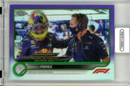 2022 Topps Chrome Fomula 1  Sergio Perez #173 Grand Prix Driver Of The Day Purple Green Refractor