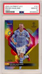 2023-24 Topps Finest UEFA Club Competitions Erling Haaland Base/Gold Refractors/#121【46/50】【PSA10】 Manchester City