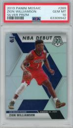 2019-20 Panini Mosaic Zion Williamson NBA Debut Silver Prizm #269 RC【PSA10】 New Orleans Pelicans