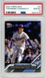 2024 Topps Now Yoshinobu Yamamoto #42 RC Fires Five Scoreless Frames to Secure 1st MLB Win【PSA10】 Dodgers