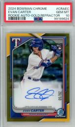 2024 Bowman Chrome Evan Carter Rookie Autograph Gold Refractors【26/50】【PSA10】《Gem-MINT》 Texas Rangers