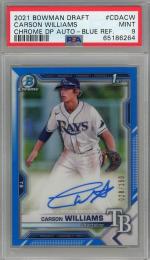 2021 Topps Bowman Draft Carson Williams Chrome Draft Pick Autographs Blue #CDA-CW 1st 【028/150】【PSA9】 Tampa Bay Rays
