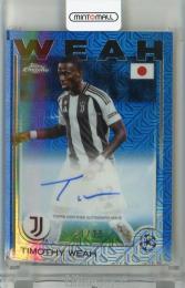 2024-25 Topps UEFA Club Competitions Japan Edition Timothy Weah Chrome Autographs Blue Mojo Refractors #CAFC【41/75】