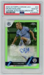 2022-23 Topps Chrome UEFA Club Competitions Erling Haaland Chrome Autograph/Neon Green Refractor【68/99】【PSA10】 Manchester City