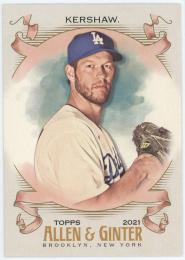 2021 Topps Allen and Ginter #28 Clayton Kershaw