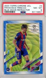 2020 Topps Chrome UEFA Champions League  Francisco Trincao Blue Wave Refractor 54/75【PSA8】