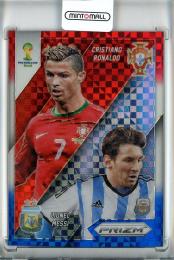 2014 Panini Prizm World Cup Soccer Lionel Messi/Cristiano Ronaldo World Cup Matchups/Red White and Blue Power Plaid Parallels/#19