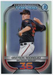 2021 Bowman Chrome Scouts Top 100 Refractors #BTP36 Grayson Rodriguez