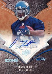 2008 Upper Deck Icons Washington Redskins Justin Forsett Rookie Autographs Rainbow 090/135