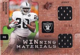 2009 SPx Chicago Bears Darren McFadden Winning Materials Bronze Dual Swatch 70/99