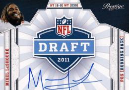 2011 Prestige Atlanta Falcons Mikel Leshoure NFL Draft Autographed  Patch Draft Logo