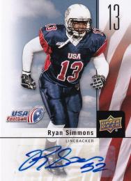 2011-12 Upper Deck USA Football  Ryan Simmons Autographs