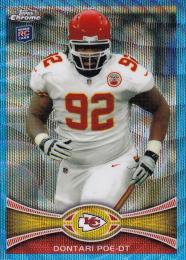 2012 Topps Chrome Philadelphia Eagles Dontari Poe Blue Wave Refractors