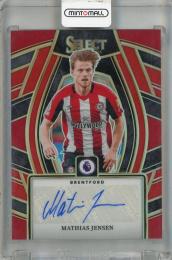 2023-24 Panini Select Premier League Mathias Jensen Select Signatures Red #7 Auto Brentford