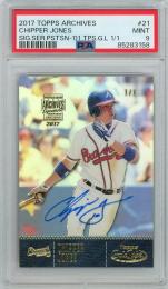 2017 TOPPS Archives Signature Series Postseason Chipper Jones Autograph 1枚限定 /1 #21 PSA9 MINT