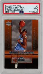 2003-04 Upper Deck Rookie Exclusives  Carmelo Anthony Base RC #3 (PSA 9 MINT)