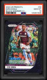 2024-25 Panini Prizm English Premier League #62 Ezri Konsa Prizms Black Shimmer【1/1】【PSA GEM MT 10】  (MSV#1909)