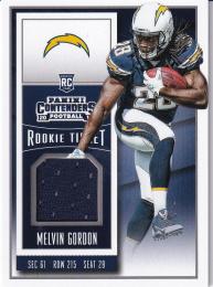 2015 Panini Contenders San Diego Chargers Melvin Gordon Rookie Ticket Swatches