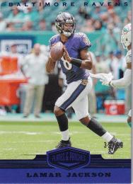 2019 Panini Plates and Patches Baltimore Ravens Lamar Jackson Base Blueパラレル版 35/60