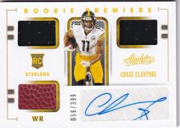 2020 Panini Absolute Pittsburgh Steelers Chase Claypool Rookie Premiere Materials Autos 056/399