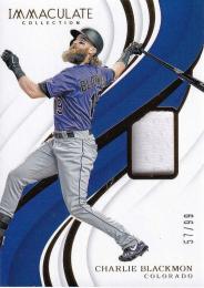 2019 Panini Immaculate Colorado Rockies Charlie Blackmon Base Relics 57/99