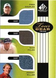 2012 UPPER DECK SP Game Used Golf  Fred Couples & Nick Faldo & Johnny Miller Event Used Memorabilia