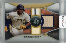 2025 Topps Tribute Jackson Chourio Tribute Triple Relics #TTR-CHO【180/199】 Milwaukee Brewers