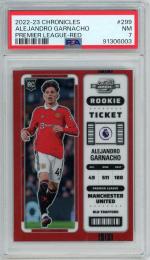2022-23 Panini Chronicles Soccer Alejandro Garnacho RC/Contenders Optic Rookie Ticket/Red Parallels/#299【11/99】【PSA7】 Manchester United