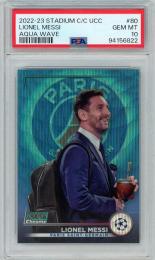 2022-23 Topps Stadium Club Chrome UEFA Lionel Messi Base/Aqua Wave Refractors/#80【221/275】【PSA10】 Paris Saint-Germain