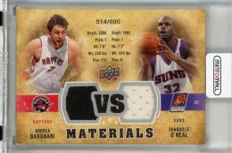 2009-10 Upper Deck Andrea Bargnani / Shaquille O'Neal VS Dual Materials #VSAO【514/600】《側面汚れあり》
