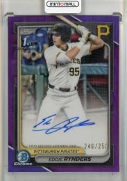 2024 Bowman Chrome Draft Eddie Rynders Autographs Purple Refractors #CPAER【256/250】 Pittsburgh Pirates